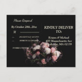 Donker bordeaux Floral RSVP Invitation Uitnodiging Briefkaart (Achterkant)