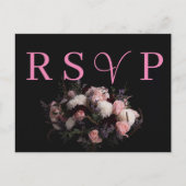 Donker  bordeaux Floral RSVP Invitation Uitnodiging Briefkaart (Voorkant)