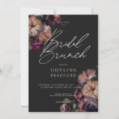  donker bordeaux & goud bloemenbruids brunch kaart (Voorkant)