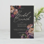  donker bordeaux & goud bloemenbruids brunch kaart (Staand voorkant)