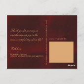 Donker bordeaux gouden winter bruiloft foto dank u briefkaart (Achterkant)