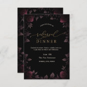Donker bordeaux Rozen zwart repetitie diner Kaart (Voorkant / Achterkant)