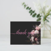 Donker  bordeauxrood Bloemen Dank u PostC Briefkaart (Staand voorkant)
