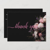 Donker  bordeauxrood Bloemen Dank u PostC Briefkaart (Voorkant / Achterkant)