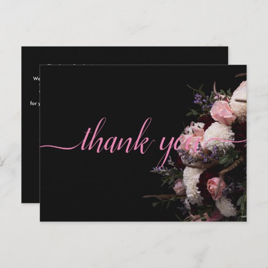 Donker bordeauxrood Bloemen Dank u PostC Briefkaart (Voorkant / Achterkant)