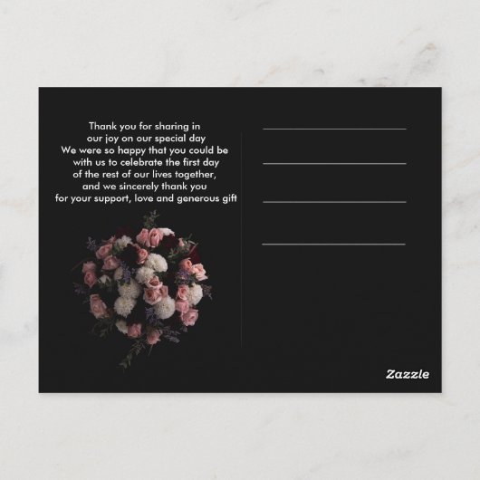 Donker bordeauxrood Bloemen Dank u PostC Briefkaart (Achterkant)