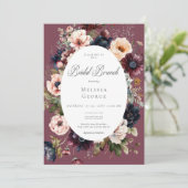 Donker bordeauxrood ovaal bloemig Lijst bruids bru Kaart (Staand voorkant)