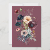 Donker bordeauxrood ovaal bloemig Lijst bruids bru Kaart (Achterkant)