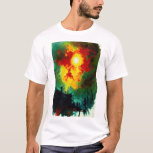 donker bos angstaanjagend hoge spanning t-shirt