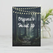 Donker bos bij Twilight Rustic Lights Sweet 16 Kaart (Staand voorkant)