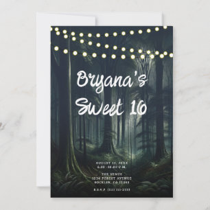 Donker bos bij Twilight Rustic Lights Sweet 16 Kaart