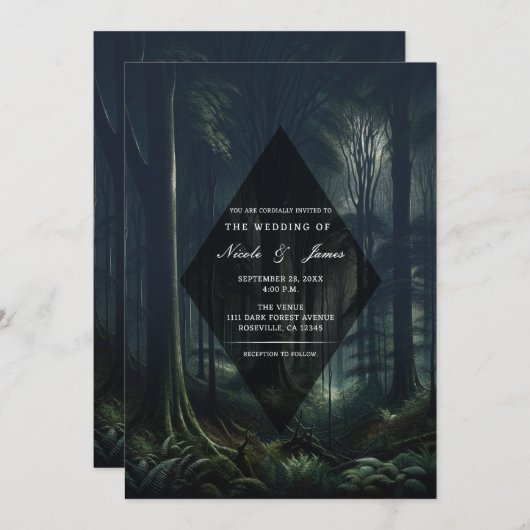 Donker bos bij Twilight Wedding Kaart (Voorkant / Achterkant)