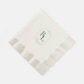 Donker Bos Groen Ecru Bloemen Monogram Bruiloft Servet (Hoek)