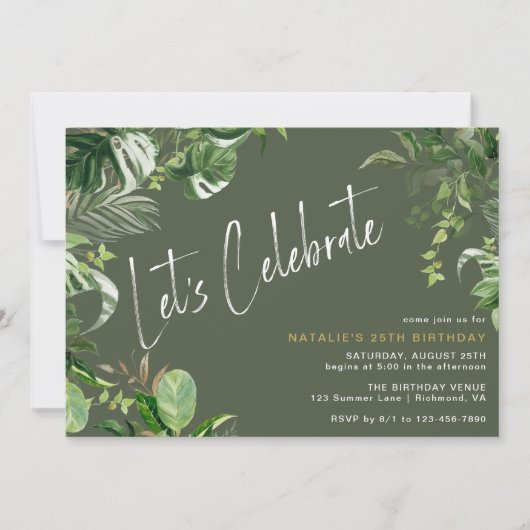 Donker bos groen tropisch thema elke leeftijd verj kaart (Voorkant)