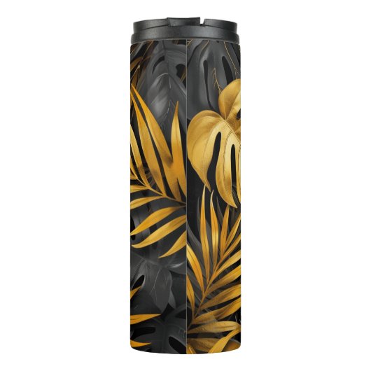 Donker bos met gouden hoogtepunten thermosbeker (Achterkant)