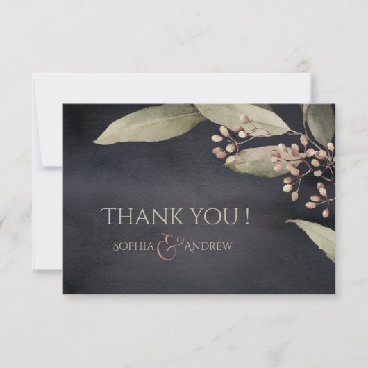 Donker botanisch groen rustiek dank u bedankkaart (Voorkant)