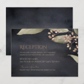Donker botanisch groen rustieke receptie kaart (Voorkant / Achterkant)