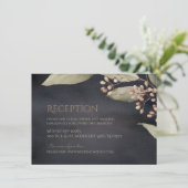 Donker botanisch groen rustieke receptie kaart (Staand voorkant)