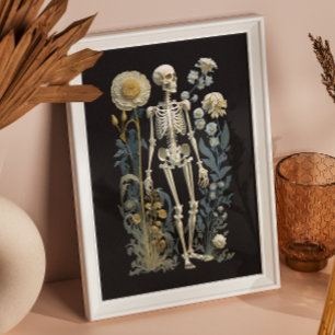 Donker botanisch skelet    gotische anatomie poster