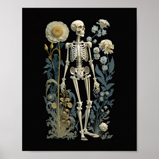 Donker botanisch skelet |  gotische anatomie poster (Voorkant)