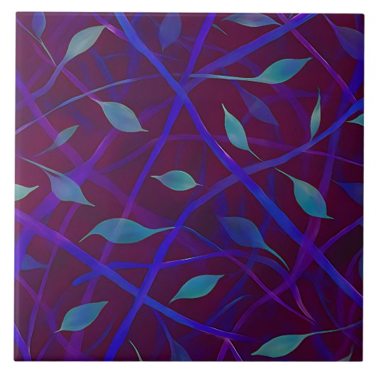 Donker Botanische Bourgondische juweel Bladerdek A Tegeltje (Voorkant)