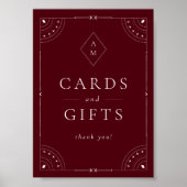 Donker Bourgogne Celestial & Sterren Kaarten & Ges Poster (Voorkant)