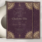 Donker Bourgogne Celestial Zon en Maan Bruidsbrunc Kaart