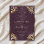 Donker Bourgogne Celestial Zon en Maan Bruidsbrunc Kaart