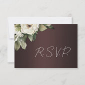 Donker Bourgogne Elegance Boho Bloemen Bruiloft RSVP Kaartje (Voorkant)