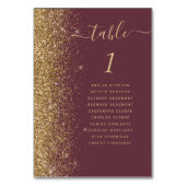 Donker Bourgogne Goud Glitter Bruiloft Kaart (Achterkant)