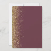 Donker Bourgogne Goud Glitter Edge Save the Date Aankondiging (Achterkant)