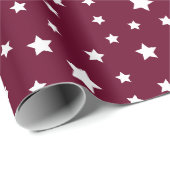 Donker Bourgogne met sterpatroon Cadeaupapier (Rol Hoek)