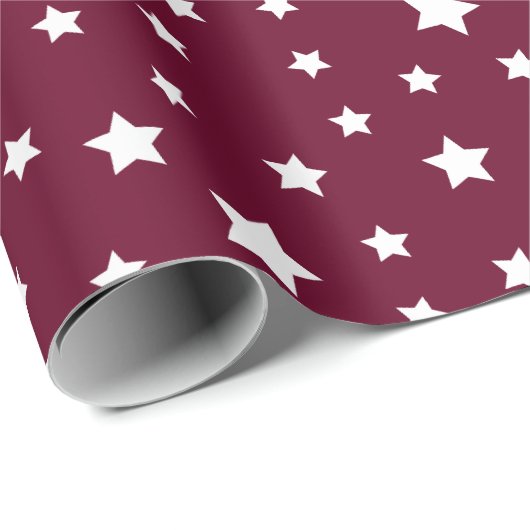 Donker Bourgogne met sterpatroon Cadeaupapier (Rol Hoek)
