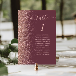 Donker Bourgogne Roos Goud Glitter Bruiloft Kaart