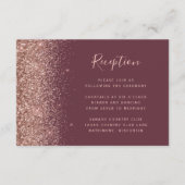 Donker Bourgogne Roos Goud Glitter Bruiloft Recept Informatiekaartje (Voorkant)