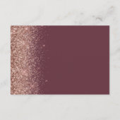 Donker Bourgogne Roos Goud Glitter Bruiloft Recept Informatiekaartje (Achterkant)