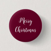 Donker Bourgogne Vrolijke Kerst Button (Voorkant)