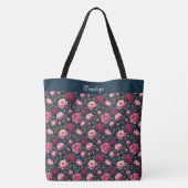 Donker Bourgondië en Roze Tote Bag (Achterkant)