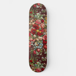 Donker Bourgondië Victoriaanse Roos Bloemlint Patr Persoonlijk Skateboard