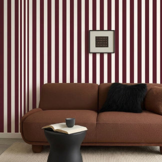 Donker Bourgondische Vintage Streep verwijderbare Behang