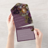 Donker Bourgondische Wijn Gotische Bloem- Geen Din All In One Uitnodiging (Afscheurbaar)