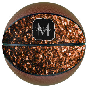 Donker brons faux glitter sparkle Monogram naam Basketbal
