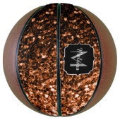 Donker brons faux glitter sparkle Monogram naam Basketbal (Verticaal)