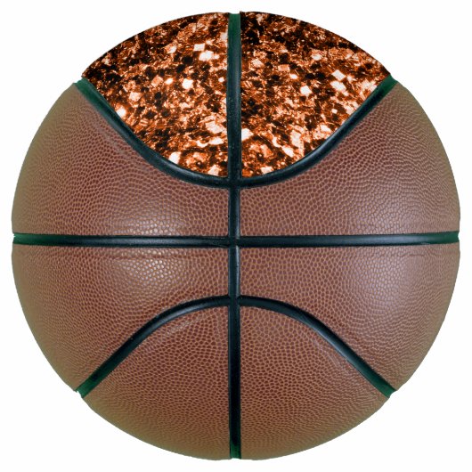 Donker brons faux glitter sprankelt bling basketbal (Rechts)