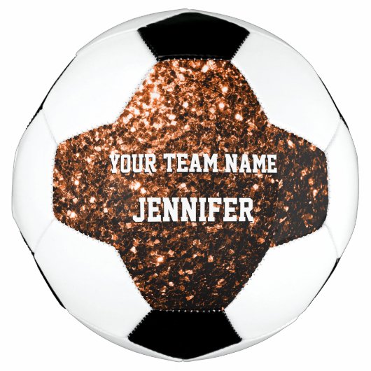 Donker brons glitter sprankelt Jouw naam Team Voetbal (Voorkant)