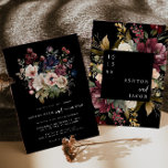 Donker Bruiloft Stationery Bloemen Bruiloft Uitnod Kaart<br><div class="desc">Dit is een donkere humeurige bruiloft uitnodiging met donkere tinten en mooie waterverf accenten. Bewerk alle woorden behalve het woord "en". Alle lettertypekleuren kunnen ook worden bewerkt. De enige kleuren die niet bewerkbaar zijn, zijn de kleuren van de waterverf florals. // Voor overeenkomende design, zoek ALINA in de Sincerely By...</div>