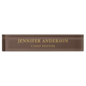 Donker Bruin & Gouden Kleur Professionele Modern P Naambordje (Voorkant)