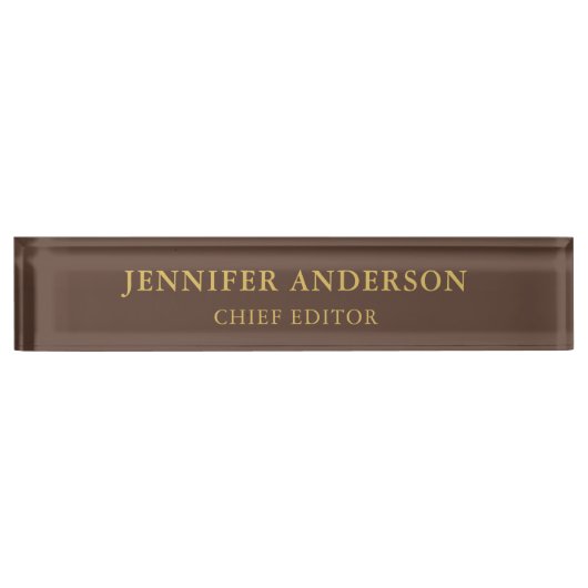 Donker Bruin & Gouden Kleur Professionele Modern P Naambordje (Voorkant)