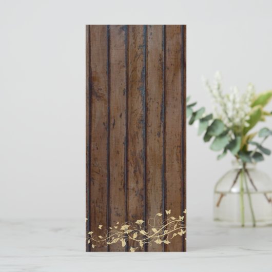 Donker Bruin Hout Wedding Program Menu (Staand voorkant)
