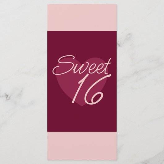 Donker Burgundy Licht Roze - Hart Plat Menu (Achterkant)